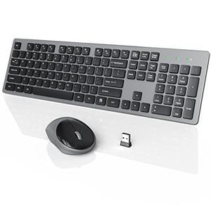 Wireless Keyboard and Mouse, 2.4GHz Silent USB Wireless Keyboard Mouse Combo for PC Desktops Computer (Slate Grey), (Pack Of 4).