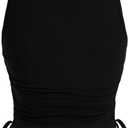 SHENHE Women's Summer Ruched Sleeveless Hands Print Crewneck Drawstring Tank Crop Tops (Black, XS)