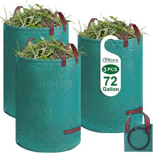 Dntorx 72 Gallons Reusable Yard Waste Bags, 3 Packs Lawn and Leaf Bags With Reinforced Handles, Collapsible Garden bag For Leaves,Grass,Storm Debris,Construction Waste, Standable&Foldable