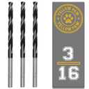 3/16 Inch Drill Bit (3 Pack) Industrial Grade M35 Cobalt Titanium Aluminum Nitrite - 3/16" Diameter & Total Length of 3-1/2" with Working Length of 2-5/16" Easily Drill Into Metal, Steel, & Aluminum