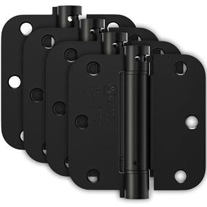 Bubxo 4 Pack Self Closing Door Hinges, Spring Hinges Self Closing 3.5 Inch with 5/8'' Radius Corners, Adjustable Tension for Garage, Front, Back Door, UL Listed, Left and Right Hand, Matte Black, Set of 2