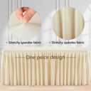 6ft Spandex Champagne Tablecloth for Rectangle Tables Fitted Open Back Washable and Wrinkle Resistant Stretch Rectangular Champagne Ruffle Table Cloth Cover for Event Wedding Banquet and Parties