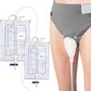Wearable Urine Collector with Silicone Capsule, Breathable Fixed Pants, 2000ml and 1000ml Urinary Bag, Adjustable Belt with Elastic Design for Daily Use, Grey
