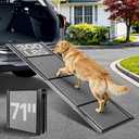 67''x 17'' Folding Dog Ramp for Truck, Aluminum Pet Ramp for Large Dogs, Foldable Dog Stairs Steps Up to 250LBS, with Non-Slip Rug Surface for Car, SUV, Bed, Indoor & Outdoor(Wire Loop Fabric)