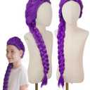 Kids Wigs Purple Braids Accessories for Girls (Shine-Purple)