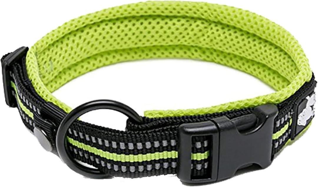 Truelove Dog Collar Reflective Premium Duraflex Buckle,High Grade Nylon Webbing No Choke Basic Collars TLC5011(Neon Yellow,S)