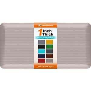 Kitchen Mats for Floor, 1 Inch Extra-Thick Kitchen Rugs, Non-Slip & Waterproof Standing Desk Mat, Comfort Anti Fatigue Mats for Kitchen Floor, Home, Sink, Office (20" X 39", Khaki)