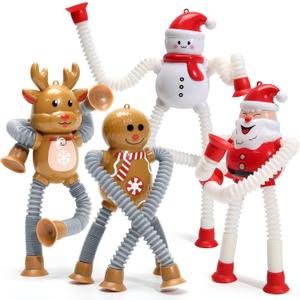 Chirstmas Gifts Toys for Kids, 4 Pack Suction Pop Tube Fidget Toys Chirstmas Themed, Chirstmas Stocking Stuffers for Boys Girls, Sensory Autism Toys for Children with Autistic ADHD