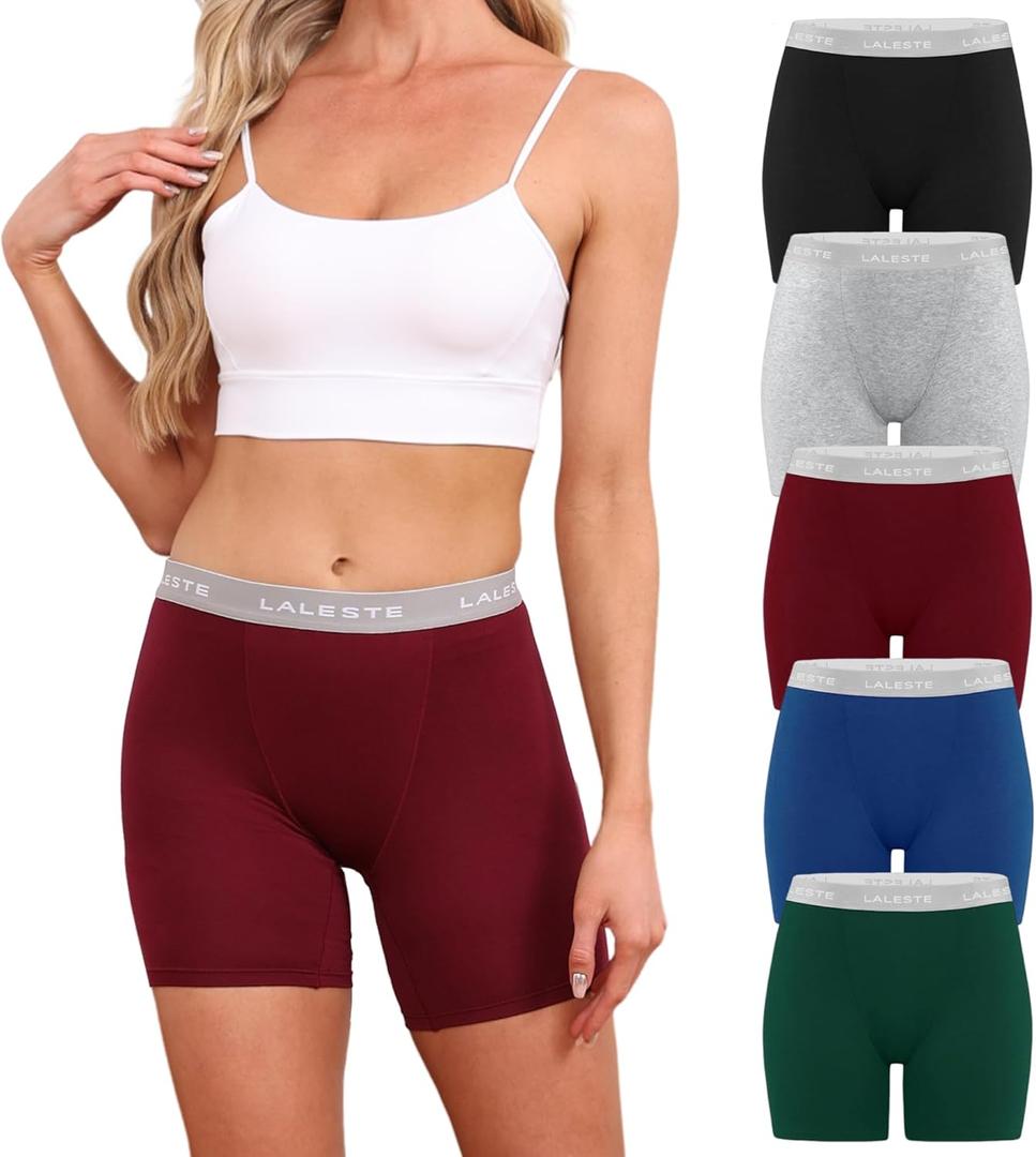LALESTE Viscose Bamboo Boxer Briefs for Women Cotton Boy Shorts Underwear Soft Stretch Boyshorts Panties 5 Pack (XXL)
