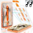 MRGLAS 2+2 Packs for Samsung Galaxy S24 Ultra Screen Protector 6.8'' with Camera Lens Protector [Auto-Dust Removal] [100% Fingerprint Unlock] HD 9H Tempered Glass 10X Military Protection, Zero-Bubble