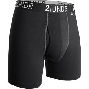 2UNDR Men's 6" Swing Shift Boxer Briefs (Medium, Black/Grey)
