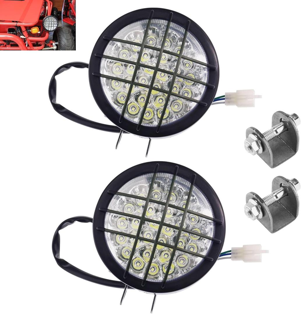 PRO BAT 12V LED Front Head Light Lamp for 110cc 125cc 150cc 200cc 250cc ATV Quad 4 Wheeler Go Kart TaoTao Coolster Roketa Yamoto Vitacci JCL Peace Apollo Sej BULL KXD Sunl Kandi