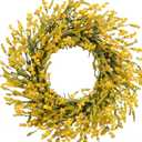 TEMPUS 20 Inch Yellow Flower String for Front Doors Wreath Spring and Summer Wreath for Indoor and Outdoor Decor Rustic and Farmhouse Style Home DecorYellow