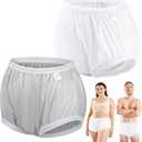 2PCS Carer Adult Diaper Covers for Incontinence Noiseless Reusable Waterproof Underwear Designed to Go On Top of/Together with Diapers & Briefs as Added Leak Resistance Pull-On-Cover Pant (2X-Large, White-beige)