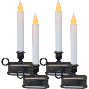 SUNSGNE Battery Operated Window Candles, Flameless Window Candles with Sensor Dusk to Dawn for Holiday Home Table Christmas Decor, 4 Pack, Antique Bronze Base