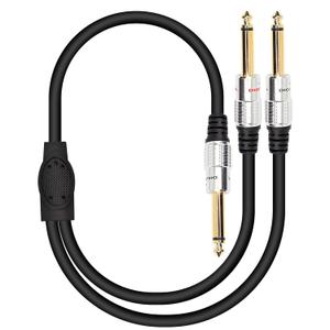 XMSJSIY 6.35mm 1/4" TS Male to Dual 6.35mm 1/4" TS Male Mono Stereo Y Cable Splitter Cord - 50cm