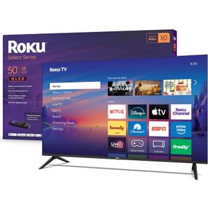 Roku Smart TV 2026 50-Inch Select Series, 4K QLED TV Roku TV with Voice Remote Flat Screen QLED Television with Wi-Fi for Streaming Live Local News, Sports, & Movies Bluetooth Headphone Mode