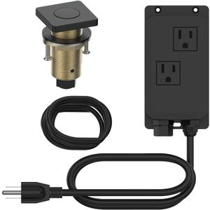 KANARY Square Garbage Disposal Air Switch Kit, Sink Top Air Push Brass Button for Waste Disposer, Safe for Wet Hands Food(Matte Black)