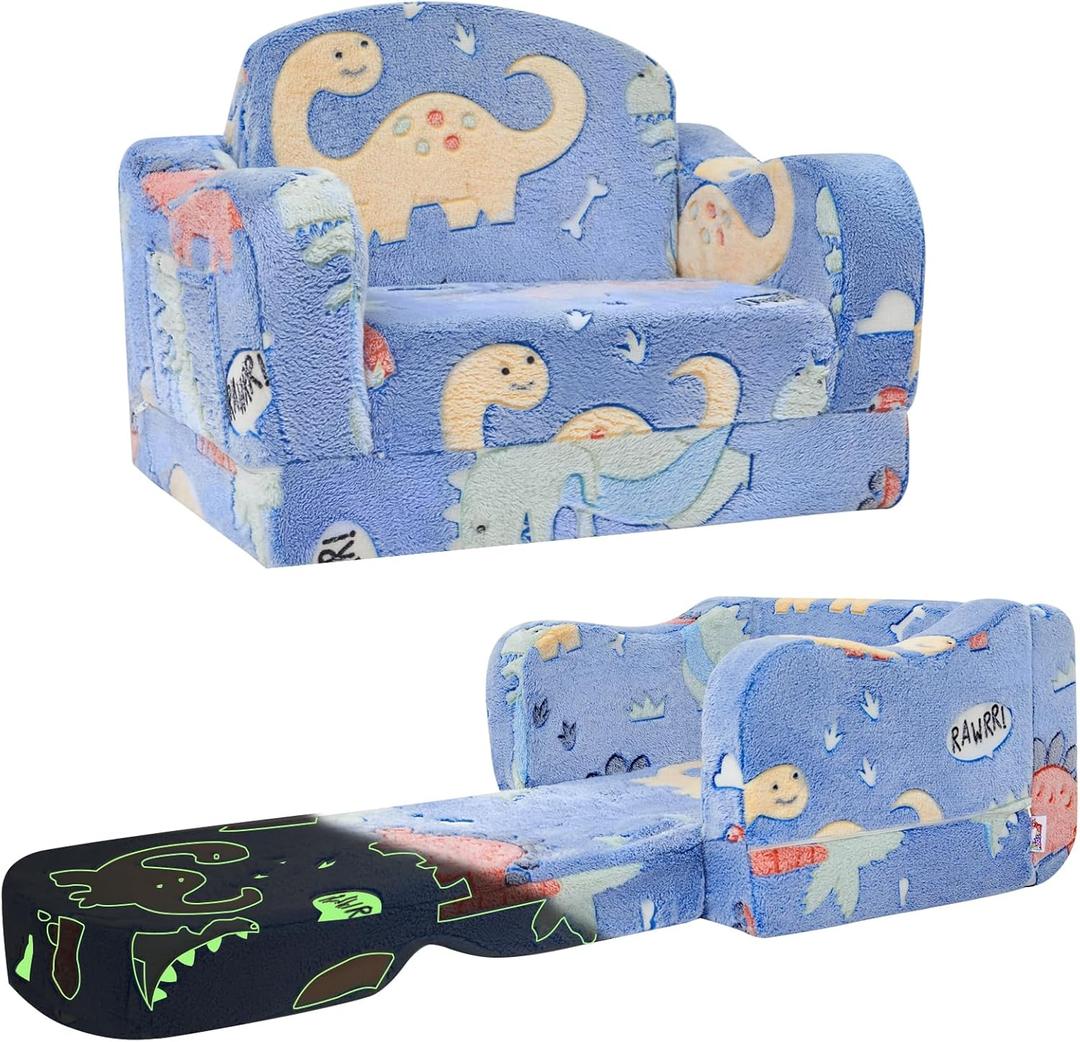 aodisman Thick Comfy Toddler Chair and Couch for Kids,2-in-1 Soft Plush Fold Out Sofa for Children,Convertible Couch to Lounger for Toddler