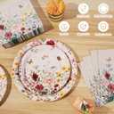 200pcs Floral Paper Plates Napkins Set,50set Disposable Wildflower Plate and Napkin for Spring Party,Bridal Shower,Wedding,Baby Shower,Birthday,Easter and Mothers Day Decorations