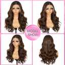 SAPPHIREWIGS 13x4 Brown Lace Front Wigs Highlight Burnt Brown Wigs Pre Plucked Loose Wave Synthetic Heat Resistant Fiber Wigs for Women Daily Party Use 20Inch
