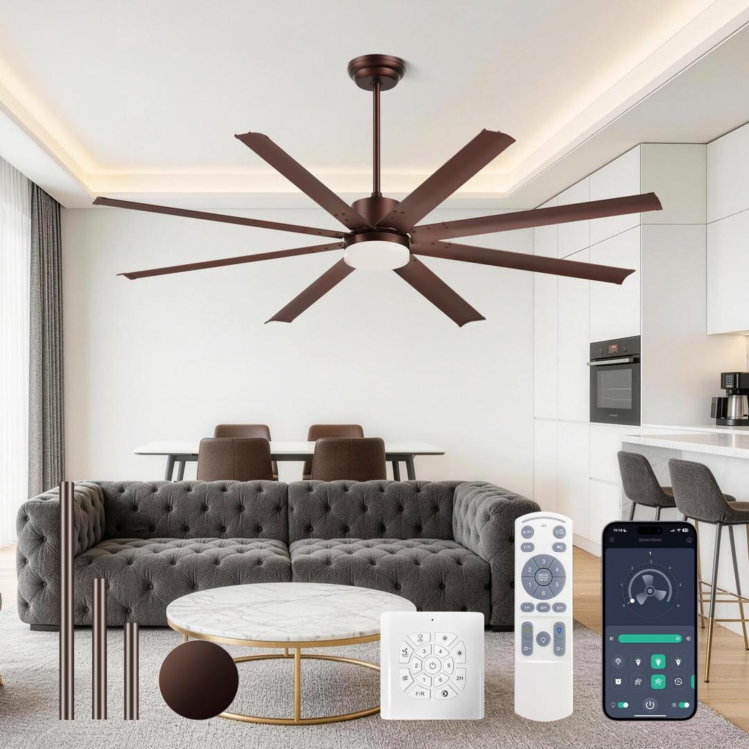 Carrefour 72 Inch Ceiling Fan with Light,8 Aluminum Blades,No Light Option