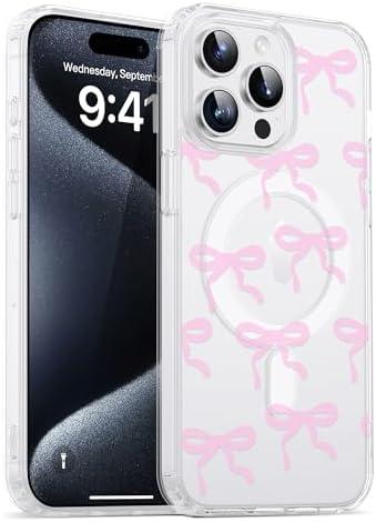 XIQI Designed for iPhone 15 Pro Max Case 6.7'' with Clear & Slim[Anti-Yellowing][Compatible with MagSafe] Magnetic Protective 15 Pro Max Phone Case for Men Wowen,Pink Pack Of 2