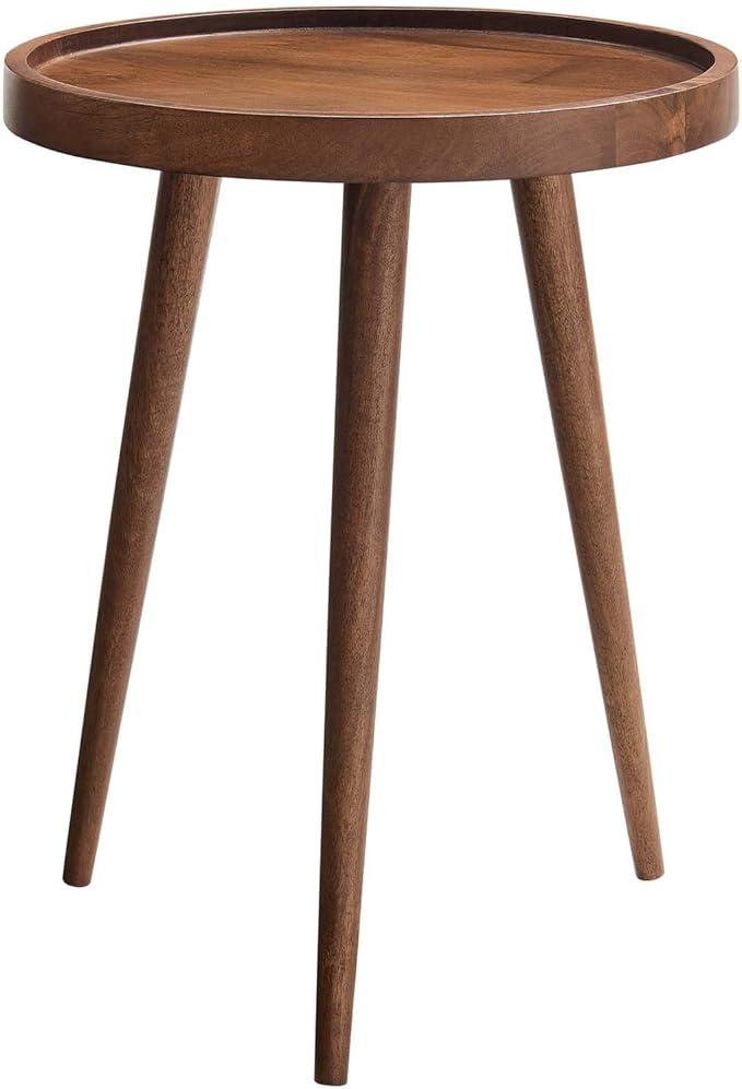 Walnut Side Table, Round End Table, Solid Rubberwood Small Accent Table, Drink Table with 3 Legs for Living Room, Bedroom, Balcony, and Small Spaces Walnut Side Table, Round End Table, Solid Rubberwood Small Accent Table, Drink Table with 3 Legs for Living Room, Bedroom, Balcony, and Small Spaces