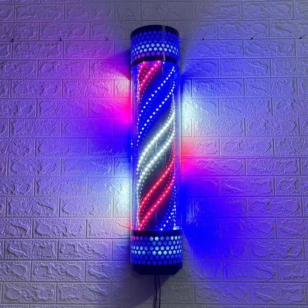35.4 Colorful Rotating LED Salon Light, Barber Pole,Barber Poles Outdoor,Barber Shop Signs Pole Rotating Illuminated Light Hair Salon Shop Beauty Sign,Wall-Mounted,Outdoor rain-Proof (Colorful)