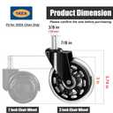 10mm 1KEA Office Chair Wheels (Stem: 10mmx22mm) Roller Blade Rubber Chair Casters Replacement, 3" Inch Heavy Duty Quiet No Scratch Gaming Desk Chair Wheels, Set of 5(Fit for 1kea Chair only)