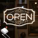Open Sign for Business, LED Dimmable Neon Open Sign with 12V/2A Adapter, 16.5" x 10.5", Warm White, Bright LED Visibility to Light Up Window, Wall, Bar, Coffee, Salon and Store