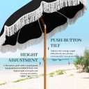 AreShark 7ft Patio Umbrella with Fringe, UPF50+ Beach Umbrella for Table, Pool & Garden, Portable Outdoor Tassels Umbrella w/Fiberglass Ribs&Push Bottom Tilt(Black)