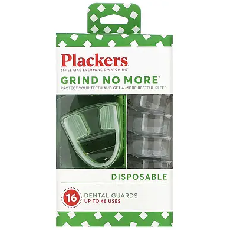 Plackers Grind No More Night Guard, Nighttime Protection for Teeth, Sleep Well, BPA Free, Ready to Wear, Disposable, One Size Fits All, 16 Count