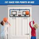 2 Player Basketball Game, Dual Shot Over The Door Mini Basketball Hoop Indoor with Scoreboard, Basketball Toy Gifts for Kids Boys Girls Adults, Suit for Bedroom/Office/Outdoor/Pool, Blue