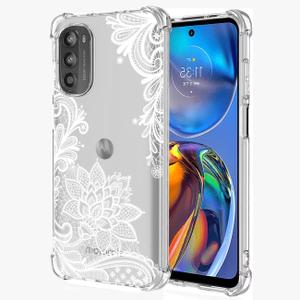 Ueokeird Phone Case for Moto E32 Case, Motorola E32S XT2227-2 Case Girls Women, Slim Shockproof Clear Floral Pattern Flexible TPU Protective Cover for Motorola Moto E32 4G Mandala