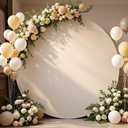 7.2ft Ivory Round Backdrop Cover Circle Backdrop Cover for Birthday Ivory Arch Backdrop for Wedding Baby Shower Party Home Decoration