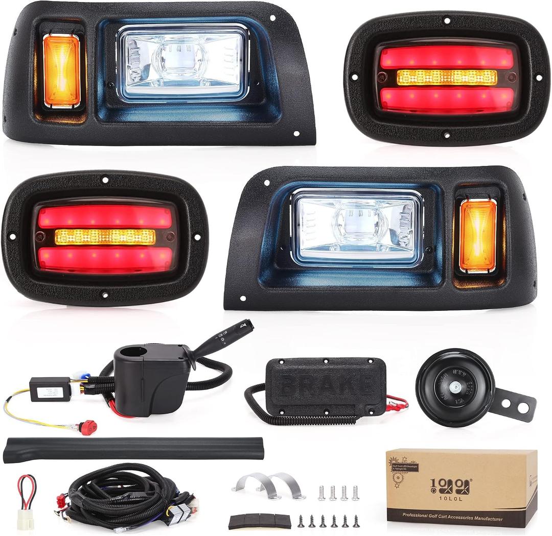 10L0L Golf Cart Light Kit(12V/36v/48V) for Club Car DS with Daytime Running Light Low-beam/High-beam With Turn Signals and Brake Lights