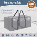 6 Pack Extra Heavy Duty Large Moving Bags with Strong Zipper & Comfortable Handles, Sturdy & Durable Clothes Storage Bags Totes Bins, Packing Moving Boxes for College Supplies, Gray