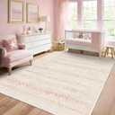 LAISE 5x7 Pink Area Rugs for Nursery, Washable Ultra Soft Rug for Baby Girl,Cute Low Pile Carpets for Living Room, Kids Playroom,Bedroom,Dorm,Dining Room,Powder Room (Pink 5x7)