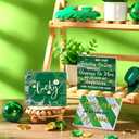 Ferraycle 3 Pcs St. Patrick's Day Shamrock Table Decoration Sign St. Patrick's Day Wooden Table Centerpiece Religious Irish Blessing Lucky Tiered Tray Decor for Home Office Party