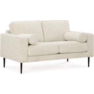 Signature Design by Ashley Hazela Contemporary Loveseat with 2 Bolster Pillows, Beige