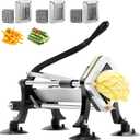BIEAMA Commercial French Fry Cutter, Potato Cutter with 1/4", 3/8", 1/2" Stainless Steel Blades, French Fries Cutter for Carrots
