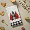 Artoid Mode Black White Buffalo Plaid Xmas Trees Joy Christmas Kitchen Towels Dish Towels, 18x26 Inch Seasonal Winter Decoration Hand Towels Set of 2