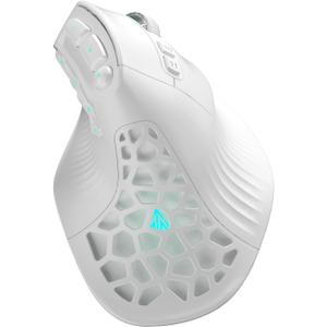 SOLAKAKA E9 Vertical MMO Gaming Mouse,24800 DPI,Tri-Mode Ergonomic Wireless Mouse with 10 Side Buttons,RGB Mouse for PC/Mac - White