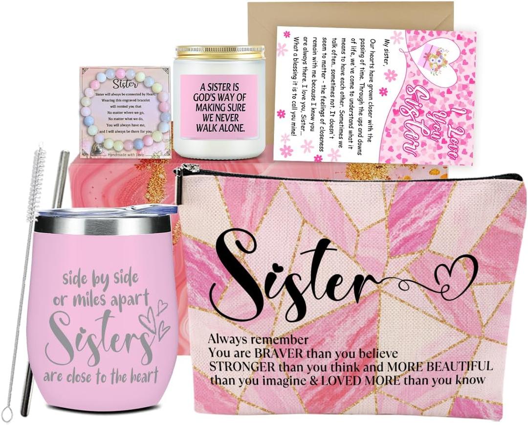 Sisters Gifts from Sister, Sister Gifts, Funny Birthday Gift for Women Bestie Soul Sisters Sis in Law Best Friend Bridesmaid Maid of Honor Christmas Wedding Anniversary Friendship Gift Basket Set