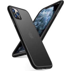 TORRAS Shockproof Compatible with iPhone 11 Pro Case, [Military Grade Drop Tested] Translucent Hard Matte Case with Soft TPU Bumper Slim Phone Case Designed for iPhone 11 Pro, Matte Black