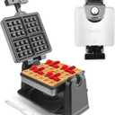 Baker's Friend Mini Waffle Maker Flip, Belgian Waffle Maker Thick, Rotating Waffle Maker with Browning Control, Waflera Electrica, Waffle Irons Non Stick Surface, With Recipe & Brush, Stainless Steel