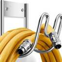Stainless Steel Garden Hose Holder - Extra Large Heavy Duty Silver SS304 Wall Mounted Hanger for Water Hose, Extension Cords, Vacuum Lines, Anti-Rust (2 Pack)