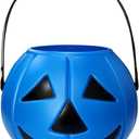 Blue Pumpkin Bucket 7.0" Halloween Plastic Trick or Treat Bucket Candy Bowl for Halloween Party Favors Supplies Props