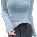 SOLY HUX Women's Long Sleeve Sheer Tops Casual Crew Neck Going Out T Shirts Basic Tees (S)